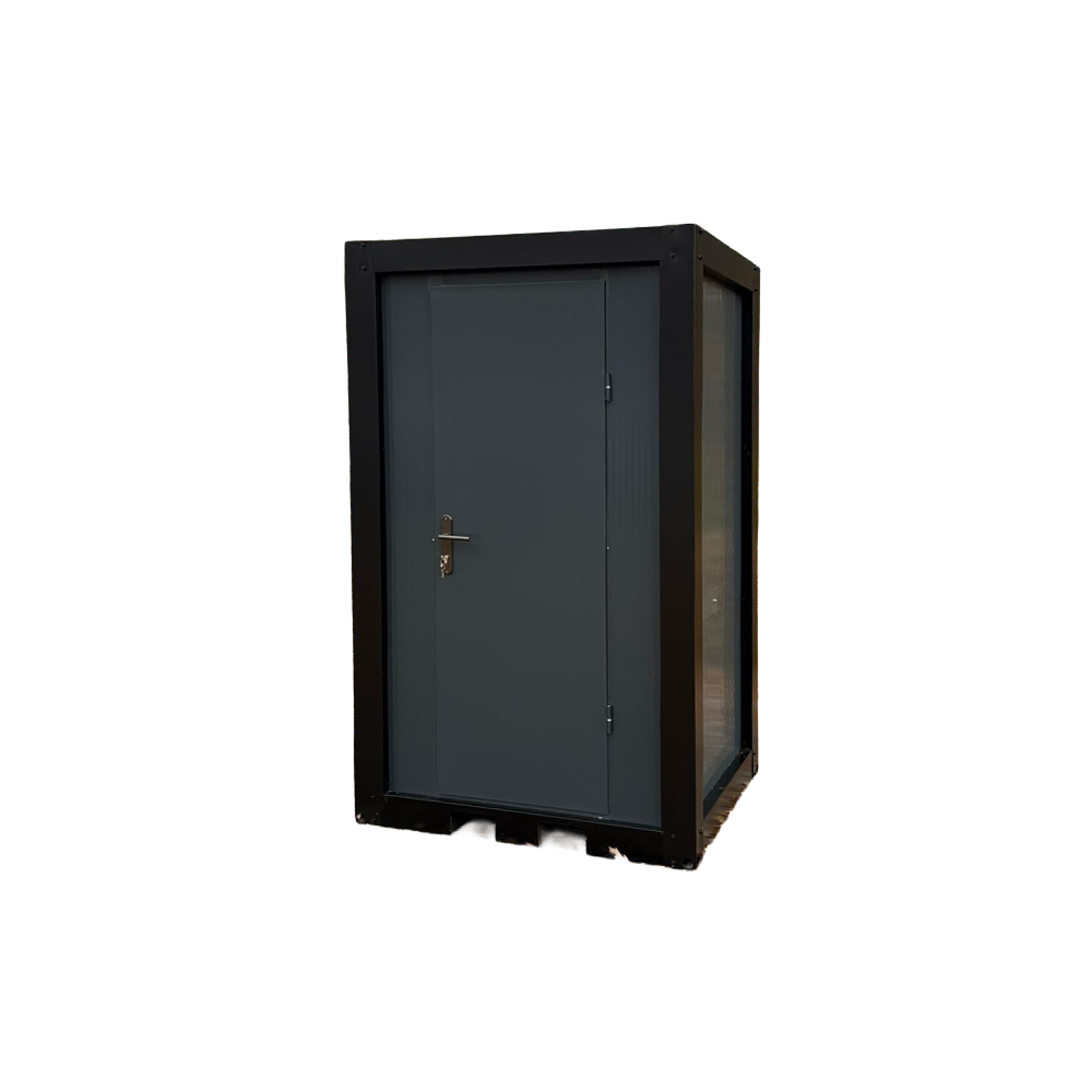 Buitenzijde van een single toiletunit met urinoir.